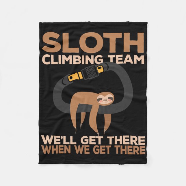 Rock Climber Sloth Climbing Team Carabiner  Fleece Blanket (Front)