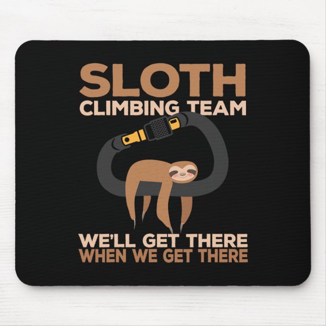 Rock Climber Sloth Climbing Team Carabiner  Mouse Pad (Front)