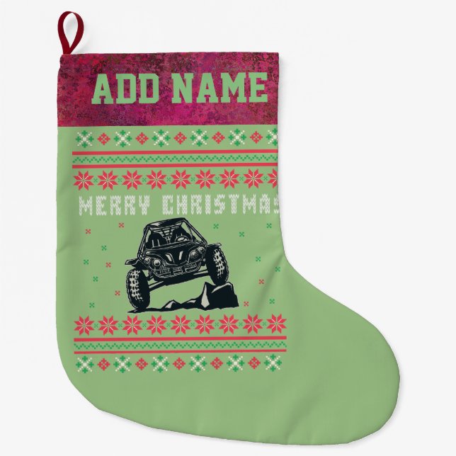 Rock Climber Ugly Christmas Sweater Large Christmas Stocking (Front)