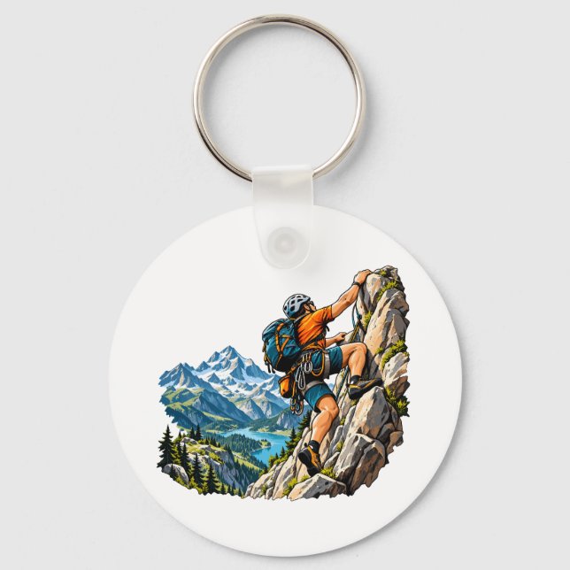 Rock climbing adventure for mountain climbers key ring (Front)