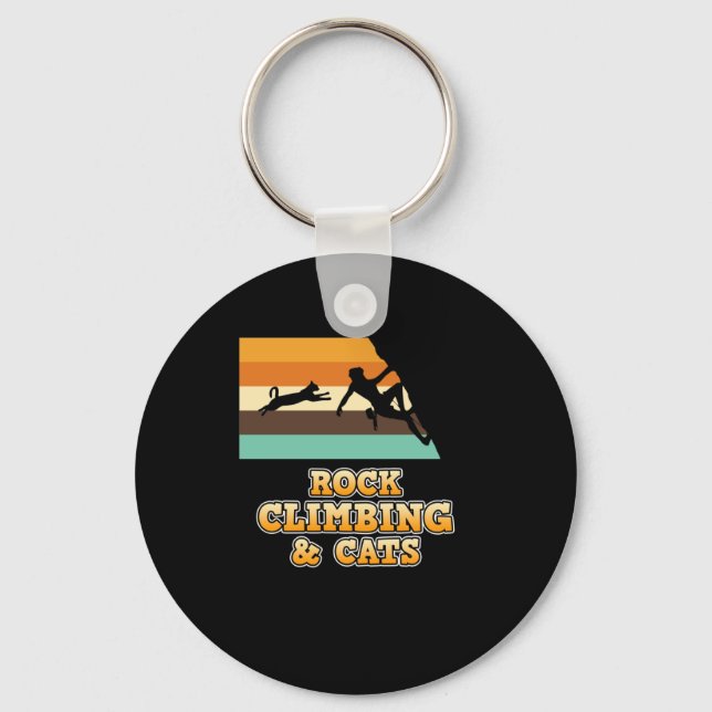 Rock Climbing And Cats Mountain Climber Lover Grap Key Ring (Front)