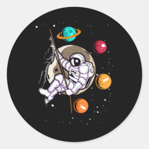 Rock Climbing Astronaut Outer Space Spaceman  Classic Round Sticker