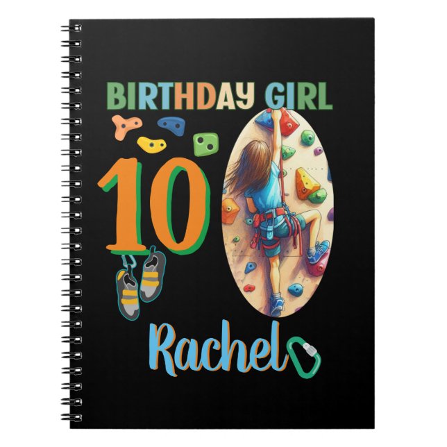 Rock Climbing Birthday Girl Adventure Ready Notebook (Front)