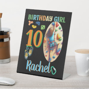Rock Climbing Birthday Girl Adventure Ready Pedestal Sign