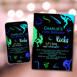 Rock Climbing Birthday Invitation Boy Indoor Party