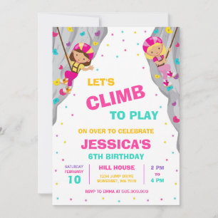 Rock Climbing Birthday Party Invitation