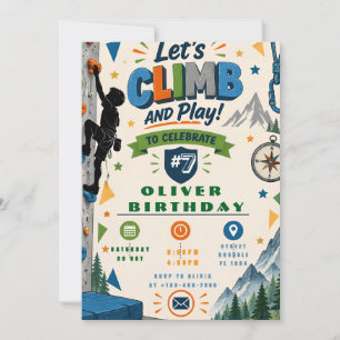 Rock Climbing Birthday Party Invitation