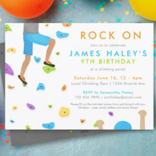 Rock Climbing Birthday Party Invitation - Rock on!