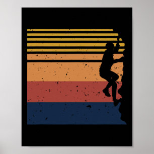 Rock Climbing Bouldering Climber Vintage Style Ret Poster