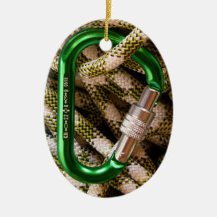 Rock Climbing , Carabiner, Rope, Summit Cross Ceramic Tree Decoration