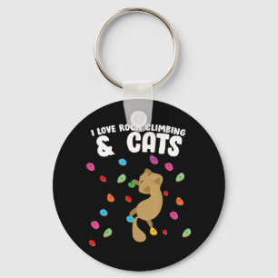 Rock Climbing & Cat Love Cute Birthday Key Ring