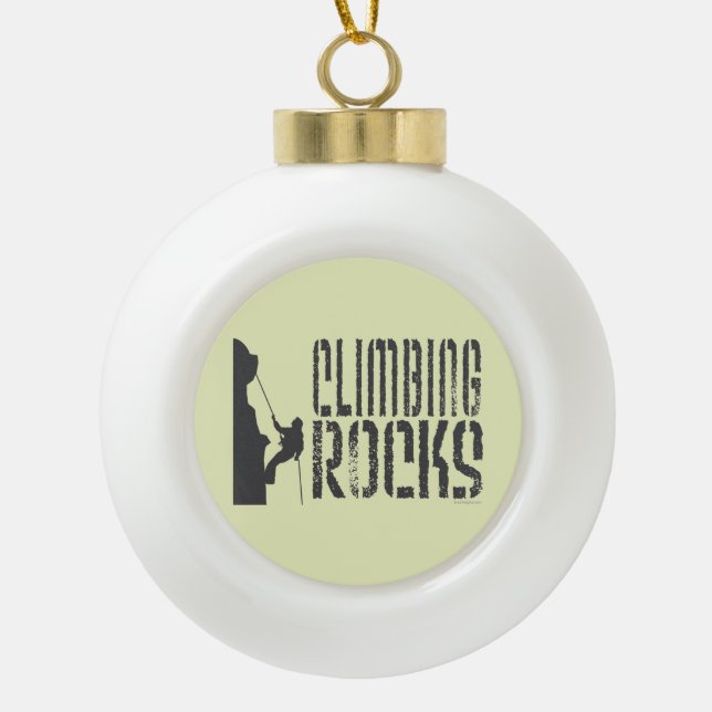 Rock Climbing Ceramic Ball Christmas Ornament (Front)