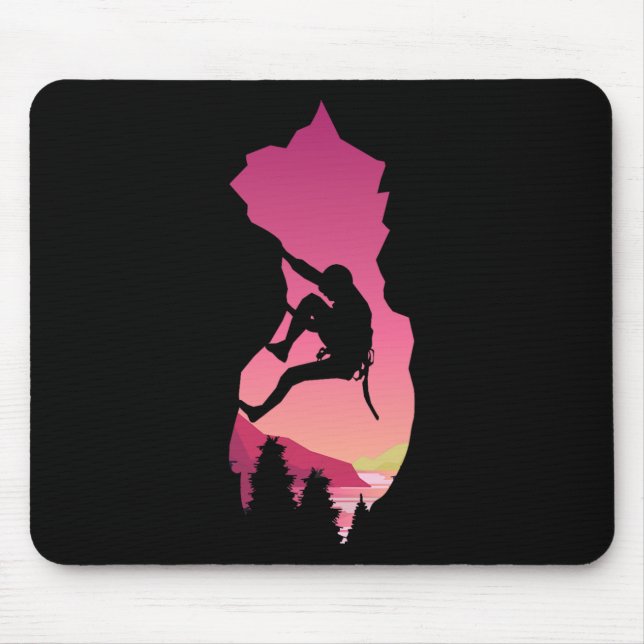 Rock Climbing Climber Bouldering Adventure Sunset  Mouse Pad (Front)