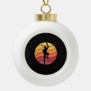 Rock Climbing Climber Retro  Ceramic Ball Christmas Ornament