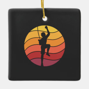Rock Climbing Climber Retro Ceramic Ornament