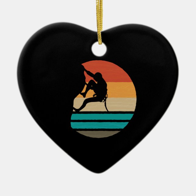 Rock Climbing Climber Retro Ceramic Tree Decoration (Front)
