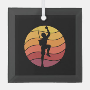 Rock Climbing Climber Retro Glass Tree Decoration