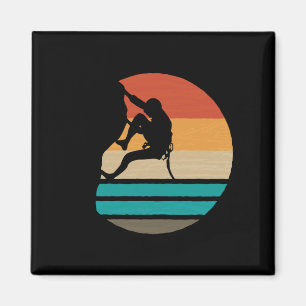 Rock Climbing Climber Retro Magnet