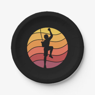 Rock Climbing Climber Retro  Paper Plate