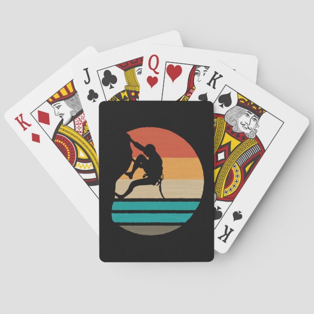 Rock Climbing Climber Retro  Playing Cards (Back)