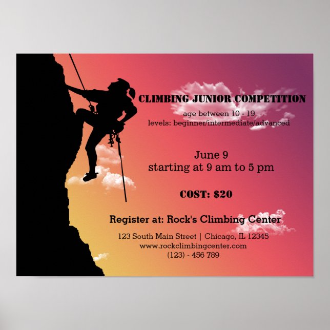 Rock Climbing competition Poster (Front)