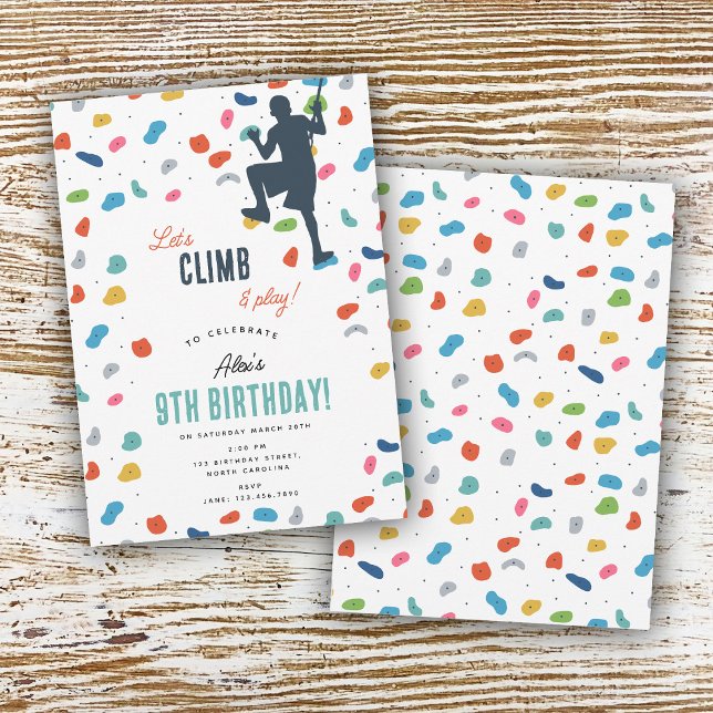 Rock Climbing Cute Kids Birthday Party Invitation (Rock Climbing Cute Kids Birthday Party Invitation)