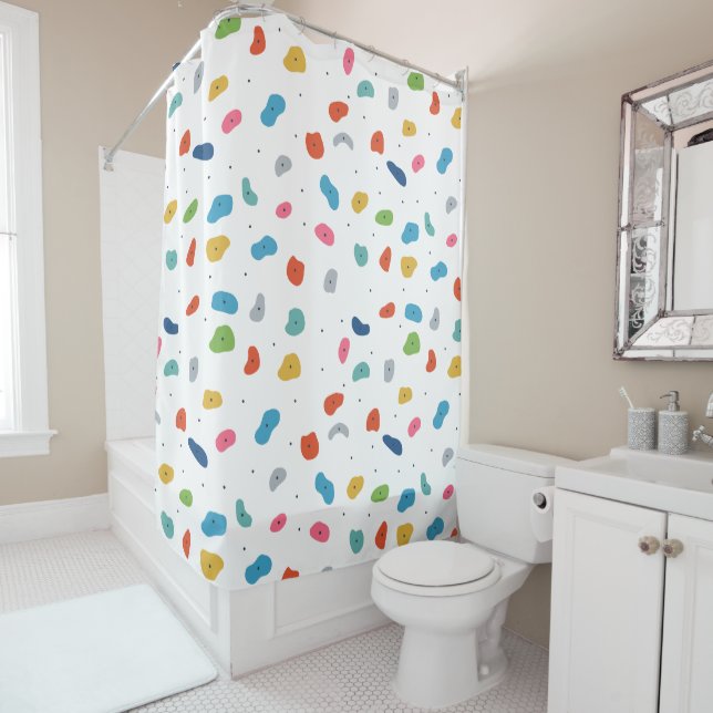 Rock Climbing Cute Kids Colourful Shower Curtain (In Situ)