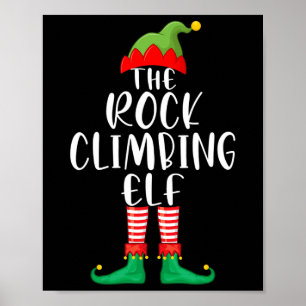 Rock Climbing Elf Matching Family Group Christmas Poster