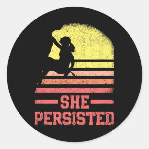 Rock Climbing Female Climber Silhouette Retro She Classic Round Sticker