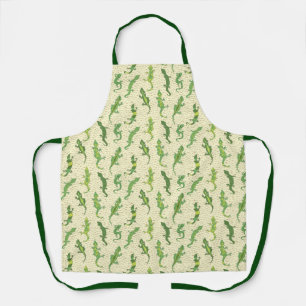 Rock Climbing Geckos on yellow - seamless pattern. Apron