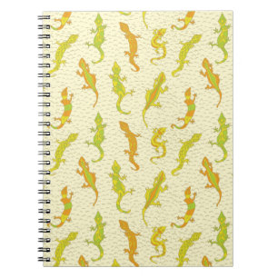 Rock Climbing Geckos on yellow - seamless pattern. Notebook