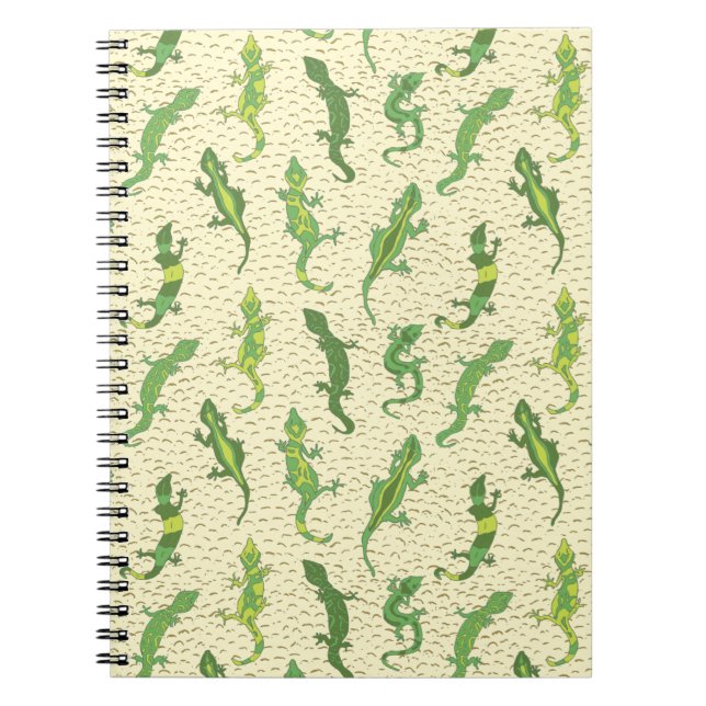 Rock Climbing Geckos on yellow - seamless pattern. Notebook (Front)