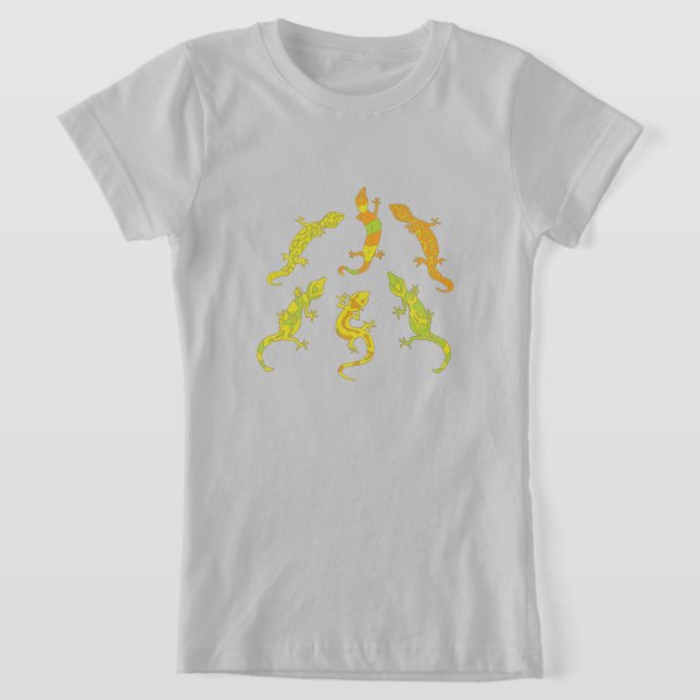Rock Climbing Geckos. T-Shirt (Laydown)