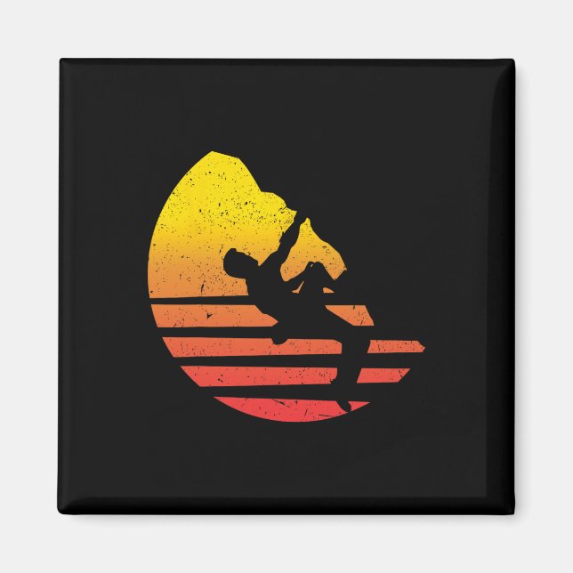 Rock Climbing Gift Vintage Retro Bouldering Mounta Magnet (Front)