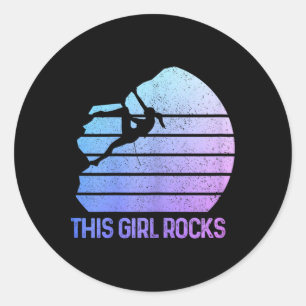 Rock Climbing Girl Definition Climber Bouldering C Classic Round Sticker