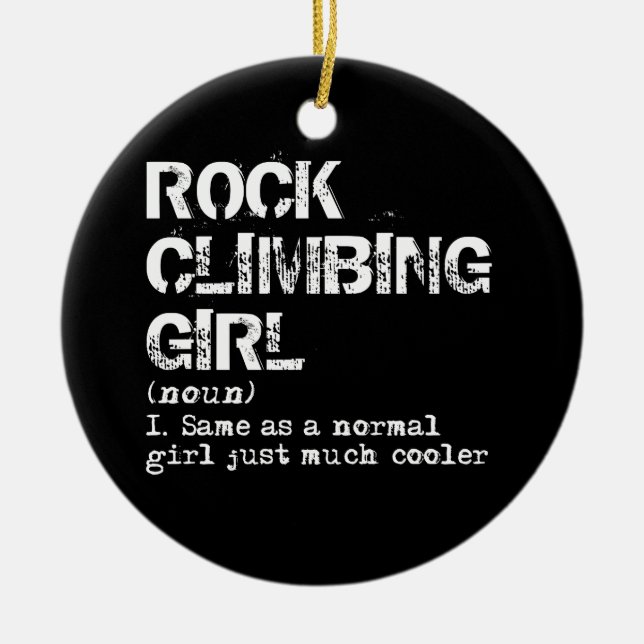 Rock Climbing Girl Definition Funny Sports Tee. Ceramic Tree Decoration (Front)