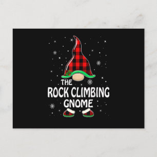 Rock Climbing Gnome Buffalo Plaid Matching Family Holiday Postcard