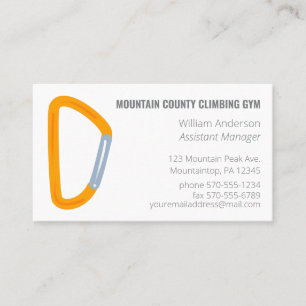 Rock Climbing Gym, Guide Carabiner Clip Orange Business Card