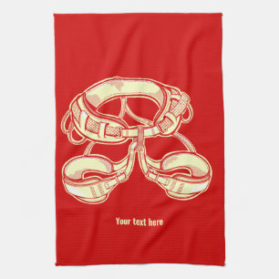 Rock climbing harness tea towel