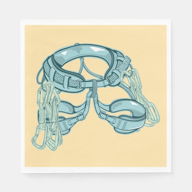 Rock climbing harness with quick draws napkin (Front)