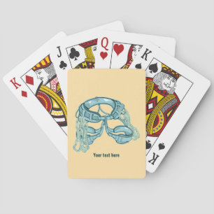 Rock climbing harness with quick draws playing cards
