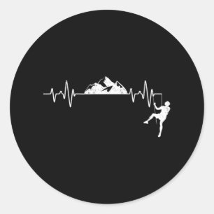 Rock Climbing Heartbeat Climber Pulse Mountain Out Classic Round Sticker