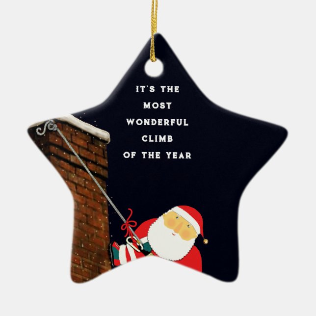 Rock Climbing Holiday Gift Ceramic Tree Decoration (Front)