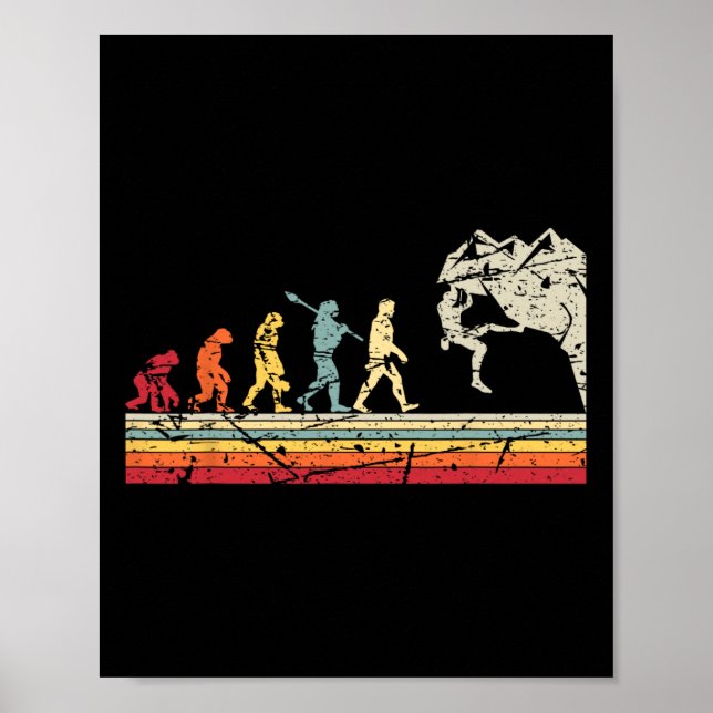 Rock Climbing Human Evolution Vintage Climber _2  Poster (Front)