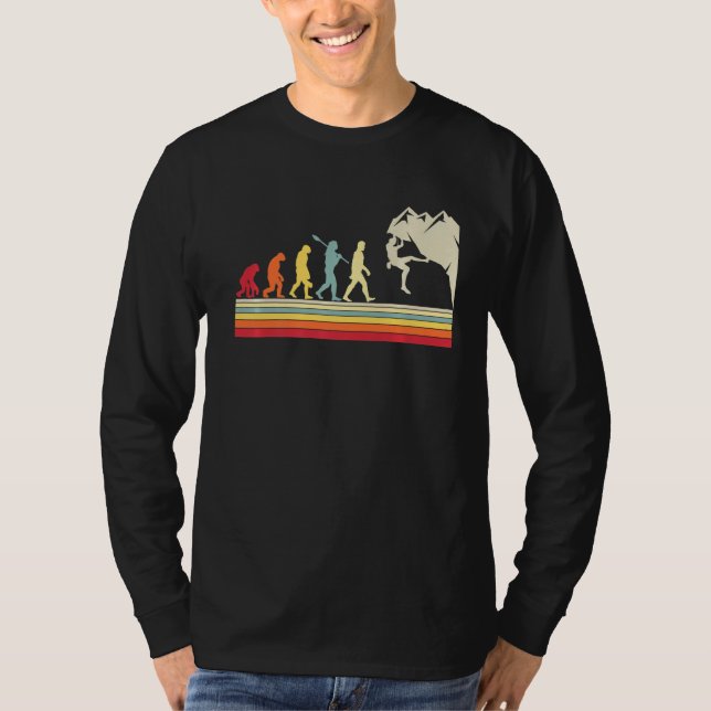 Rock Climbing Human Evolution Vintage Climber T-Shirt (Front)