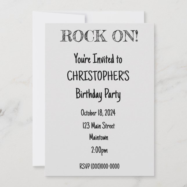 Rock Climbing Invitation (Back)