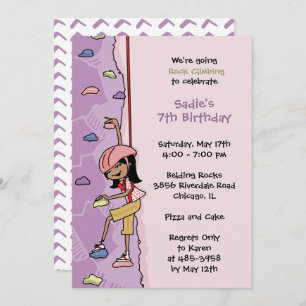 Rock Climbing Invitation: Black Hair Birthday  Invitation