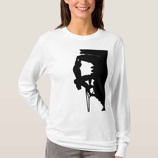 Rock Climbing Ladies Hoodie T-Shirt (Front)