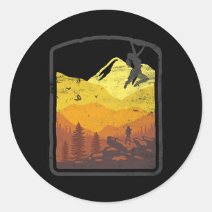 Rock Climbing Outdoor Hiking Vintage Retro Mountai Classic Round Sticker