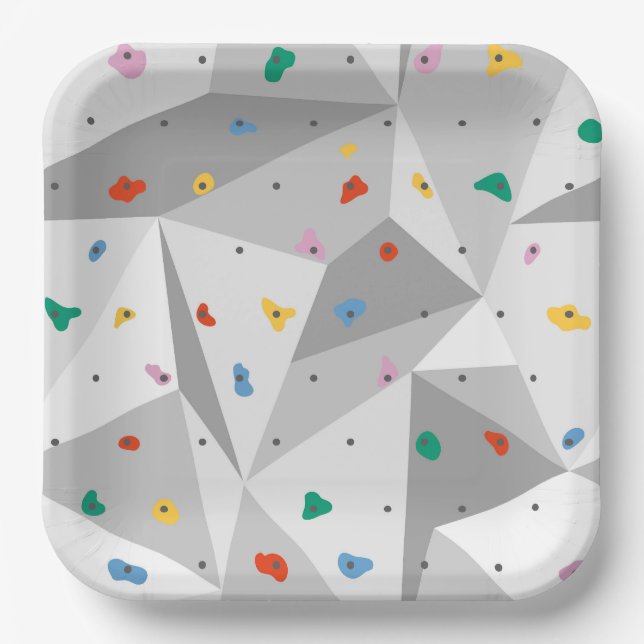 Rock Climbing Paper Plates, Rock Wall Party Plate (Front)
